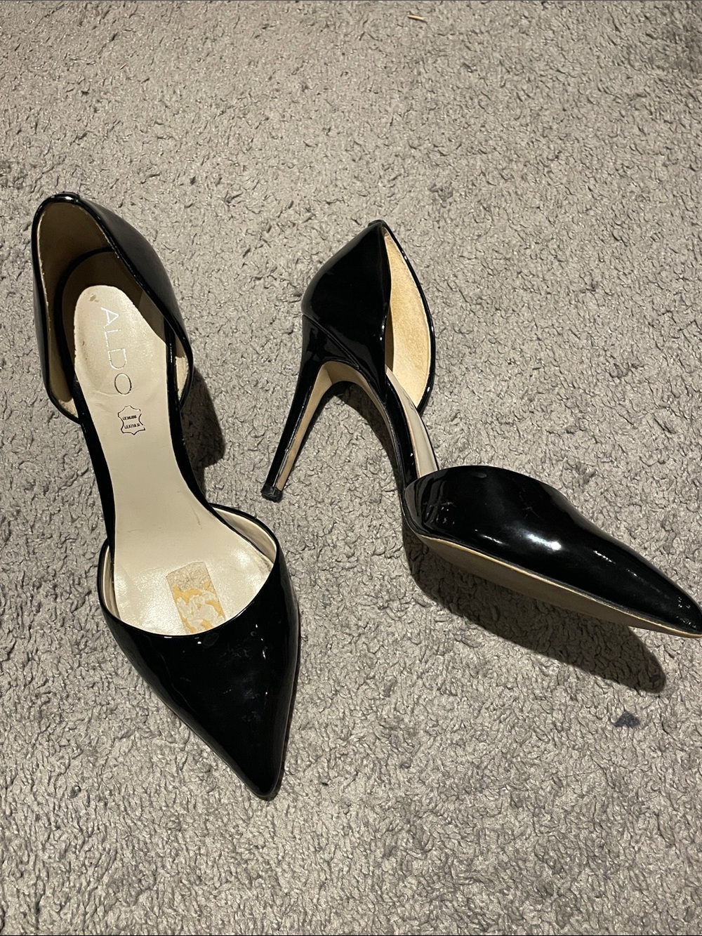 ALDO Black Patent D'Orsay Pointed-Toe Stiletto Heels 8
